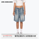 ANN ANDELMAN【李蘭迪同款】官方直營洗水五分牛仔褲女短褲寬松闊腿褲 藍(lán)色 M