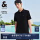 杰克·瓊斯（JACK&JONES）25年男裝POLO衫男士涼感透氣夏季珠地面料合體翻領(lǐng)短袖polo衫男 E40黑色 常規(guī) M