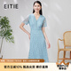 愛特愛（EITIE）精致蕾絲繡花V領(lǐng)法式優(yōu)雅收腰顯瘦連衣裙夏季新款裙子6607351 亮藍(lán)色36 M 160