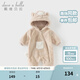 戴維貝拉（DAVE＆BELLA）新生兒爬服嬰兒連體衣0-6個月寶寶衣服冬季新款牛奶絨男寶睡衣 卡其色【現(xiàn)貨】 80cm（建議身高73-80cm）