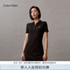 Calvin KleinJeans夏季女士休閑通勤ck字母修身顯瘦V字POLO領連衣裙J223498 BEH-太空黑 XS