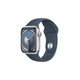 Apple Watch Series 9 (GPS)；41毫米銀色鋁金屬表殼；風(fēng)暴藍(lán)色運(yùn)動型表帶 - S/M MR903CH/A*企業(yè)專享