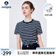 Navigare意大利小帆船短袖T恤女夏季純棉條紋體恤衫時(shí)尚顯瘦圓領(lǐng)百搭汗衫 海軍藍(lán)/白 XL