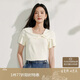 茵曼優(yōu)雅蝴蝶結(jié)一字肩針織衫女2025夏季時(shí)尚薄款短袖上衣 米黃色  M