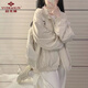 俞兆林原宿復(fù)古風(fēng)衣外套女學(xué)生春秋簡(jiǎn)約寬松休閑百搭潮流沖鋒衣夾克上衣 淺杏色 M 95-110斤
