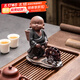 唐豐紫砂茶寵禪意小沙彌茶臺(tái)擺件創(chuàng)意個(gè)性潮流可噴水中式 童趣風(fēng)車茶寵(黑)