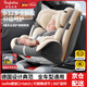 貝倍適（BAYBETSS）兒童安全座椅汽車用0-4-12歲寶寶360度旋轉(zhuǎn)嬰兒車載坐椅ISOFIX 米灰色【遮陽棚+上拉帶+側(cè)保護】