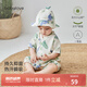 babylove【清倉】嬰兒連體衣男女寶寶夏季薄款衣服哈衣爬爬服系帶外出服 枝頭自在 80cm