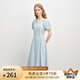 自巧小個(gè)子短袖大方得體氣質(zhì)連衣裙女2025夏季新款獨(dú)特漂亮掐腰裙 嬰兒藍(lán) S （尺碼：3）
