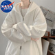 NASA MARVEL衛(wèi)衣男春秋季休閑開衫外套百搭戶外連帽上衣 白色 XL