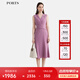 PORTS寶姿女裝2025春夏新款都市經(jīng)典優(yōu)雅捏褶細(xì)節(jié)無袖收腰連衣裙 丁香紫 XS （2）