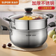 蘇泊爾（SUPOR）304不銹鋼蒸鍋真味鮮明蒸魚(yú)燃氣明火電磁爐通用鍋具蒸籠加厚湯鍋 小紅圈升級款 2層 24cm