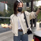伊薇衣短款棒球服小個子外套字母新款2025春秋新款休閑百搭女士夾克上衣 百搭外套-米白色 M 100-115斤
