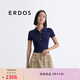 ERDOS【真絲】25春夏翻領(lǐng)修身短袖多巴胺輕薄女針織衫 藏藍(lán) S 160/80A