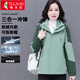 啄木鳥(niǎo)（TUCANO）沖鋒外套女三合一可拆倆件套防風(fēng)防水登山可拆卸帽女裝 墨綠XL