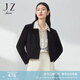 玖姿（JUZUI）箱型短款醋酸西裝外套女裝春款職業(yè)通勤外套 素黑 S