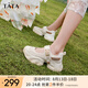 他她（TATA）厚底老爹鞋涼鞋女鞋瑪麗珍鞋休閑運(yùn)動(dòng)鞋夏季3ER01BQ4 米白/杏/棕 36