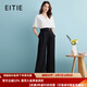 愛(ài)特愛(ài)（EITIE）高腰通勤飛飛袖交襟V領(lǐng)撞色闊腿連體褲夏新款連衣褲B2407350 固黑色22 L 165