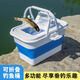 蒲戀多功能戶外折疊釣魚桶帶蓋卡扣塑料裝魚桶活魚水桶車載洗車收納箱 13L藍色帶蓋