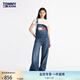TOMMY JEANS【美式復(fù)古】女裝純棉經(jīng)典潮流拼色大口袋牛仔背帶褲19637 牛仔藍1A5 S