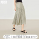對白輕盈垂感波浪褶半身裙女2025夏新款兩穿設(shè)計(jì)感黑色顯瘦A字裙 灰綠色  XL