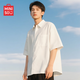 名創(chuàng)優(yōu)品（MINISO）短袖襯衫男士夏季新款涼感冰絲襯衣寬松休閑白色薄外套 白 L