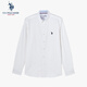 U.S. POLO ASSN.襯衫男春秋長(cháng)袖白色休閑工裝外套高端免燙抗皺寬松藍色男士襯衣