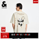 杰克·瓊斯（JACK&JONES）男裝25年棉質(zhì)涼感短袖T恤男士夏季潮流寬松卡通熊貓印花半袖t恤 A08云米色 寬松版，卡碼拍小 M 175