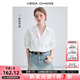 VEGA CHANG襯衫女2025年夏季新款洋氣休閑寬松法式V領(lǐng)短袖高級(jí)感涼感白襯衣 雅尚白-短袖 S