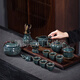 EATKM輕奢品牌景德鎮茶具套裝辦公室家用功夫泡茶蓋碗茶壺茶杯整套禮物 秘青瓷【灰藍款-15頭】送六君子