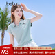 百圖betu女裝2025夏季新款T恤衫休閑運動(dòng)舒適棉感夏裝短袖上衣2506T07 淺蘭 L