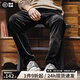 馬登工裝 美式燈芯絨休閑長(zhǎng)褲子復(fù)古阿美咔嘰小眾直筒寬松男褲春季款 黑色 32