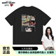 查爾斯桃心短袖t恤男女情侶夏季純棉寬松愛(ài)心動(dòng)漫印花無(wú)性別新款 黑色 L