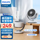 飛利浦（PHILIPS）臺式空氣循環(huán)扇面電風(fēng)扇臺扇家用辦公桌四季輕音小型循環(huán)對流學(xué)生宿舍小巧風(fēng)扇風(fēng)扇踏青放價(jià) 3D搖頭+定時(shí)+離線(xiàn)語(yǔ)音/小程序