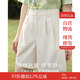 茵曼（INMAN）百搭休閑褲女春夏季舒適高腰遮胯顯瘦A字短褲子 淺杏色 26 