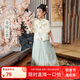 ASK JUNIOR女童裝夏裝國(guó)風(fēng)短袖上衣甜美公主馬面裙休閑兩件套 黃綠色 120 