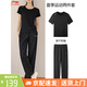 李寧正品休閑套裝女夏季新款冰絲T恤短袖運(yùn)動長褲潮流透氣跑步兩件套 黑色速干【短袖+直筒褲】 L