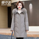 雪中飛羽絨服女2025款冬季連帽毛領(lǐng)中長(cháng)款冬季外套鴨絨媽媽裝淺棕卡XL