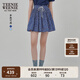 Teenie Weenie小熊半身裙女2025年夏季新款細褶碎花小清新文藝短裙 藏青色 M