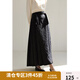 獨(dú)束大碼女裝中式簡(jiǎn)約大氣浪漫馬面裙女春裝新款微胖mm氣質(zhì)典雅女裙 水墨黑 L (尺碼：2) 拍前和客服確認(rèn)尺碼