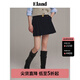 ELAND衣戀半身裙女短款A(yù)字型顯瘦側(cè)插袋雙褶格雷系短裙子 藏青色(59)Navy L 170