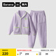 蕉內(nèi)絨絨500E兒童睡衣男女童半邊絨大童加絨保暖寶寶家居服套裝秋冬季 釙-亮紫 130