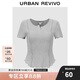 UR2025春季新款女裝休閑簡(jiǎn)約木耳邊修身短袖T恤UYY450059