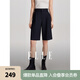 ELLE法式高腰寬松休閑西裝短褲女2024夏新款小個(gè)子垂墜感直筒褲子 藏青 XL