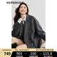 紅袖高級(jí)感毛呢大衣冬季2024新款女裝通勤翻駁領(lǐng)氣質(zhì)長(zhǎng)毛雙面呢外套 煙灰056 M