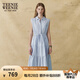 Teenie Weenie小熊女裝連衣裙2025夏季新款清新氣質(zhì)通勤素雅無(wú)袖裙 淺藍(lán)色 M