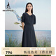 beanpole【度假連衣裙】濱波  春夏女士優(yōu)雅小V領短袖連衣裙 藏青色 M 165/88A