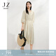 玖姿·安娜蔻優(yōu)雅氣質(zhì)宋錦牡丹刺繡花卉收腰連衣裙女2025夏季新款 米黃 M