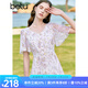 百圖betu女裝夏季新款連衣裙V領碎花顯瘦飛飛袖連衣裙女2304T82 淡紫 L