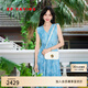 EP雅瑩[唐嫣同款]提花褶藝收腰優(yōu)雅背心無袖連衣裙 2025夏季新款4113A 藍(lán)色 L